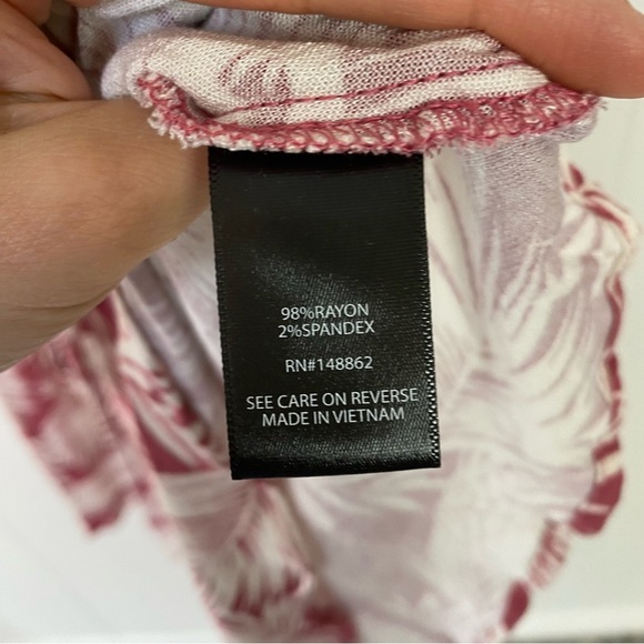 Torrid Collared Dress shirt Dress Size 4X Shaded Palm Button Front Rayon Pink - Picture 12 of 15